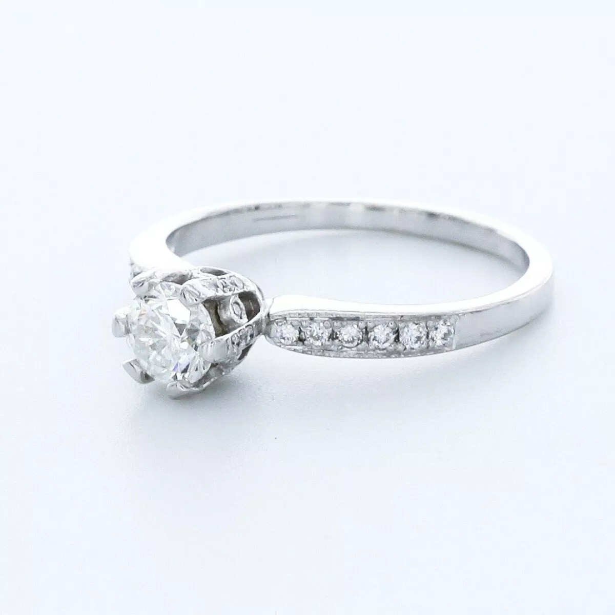 Engagement Ring 14K White Gold Vintage 1.45 Carat Round Lab-Grown Diamond E VS1