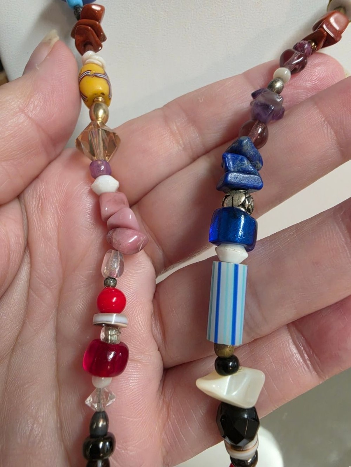 Artisan Multi-Color Mixed Glass & Stone Necklace
