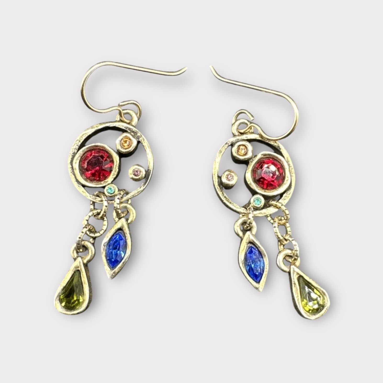 Patricia Locke Gold Tone Dangle Colorful Earrings J115
