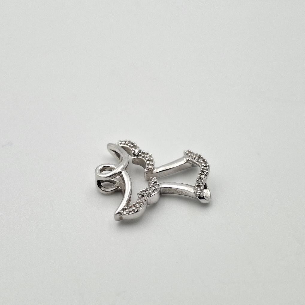 925 Sterling Silver Round Diamond Accent Angel Outline Silhouette Slide Pendant