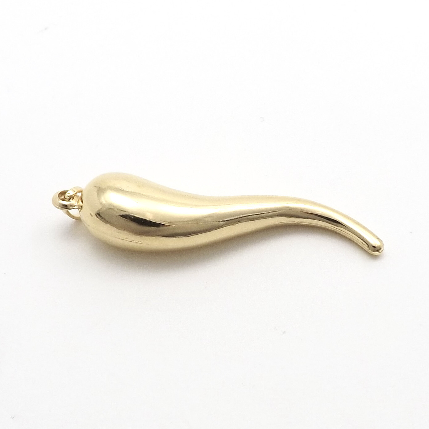 Solid 18k Gold Italian Horn Cornicello Charm Pendant Italy Large Hollow New