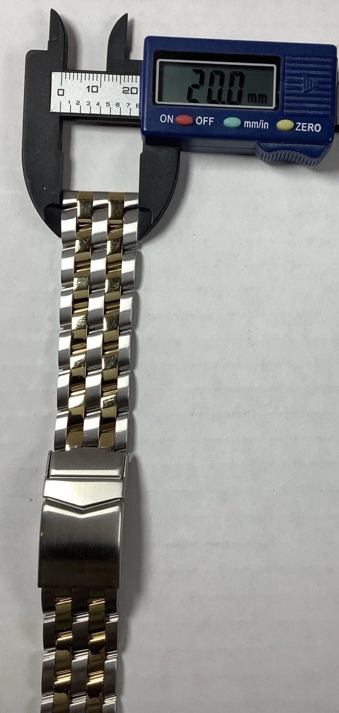 TWO-TONE Gold Plated 20mm Watch Bracelet Fits Breitling And Other Watches