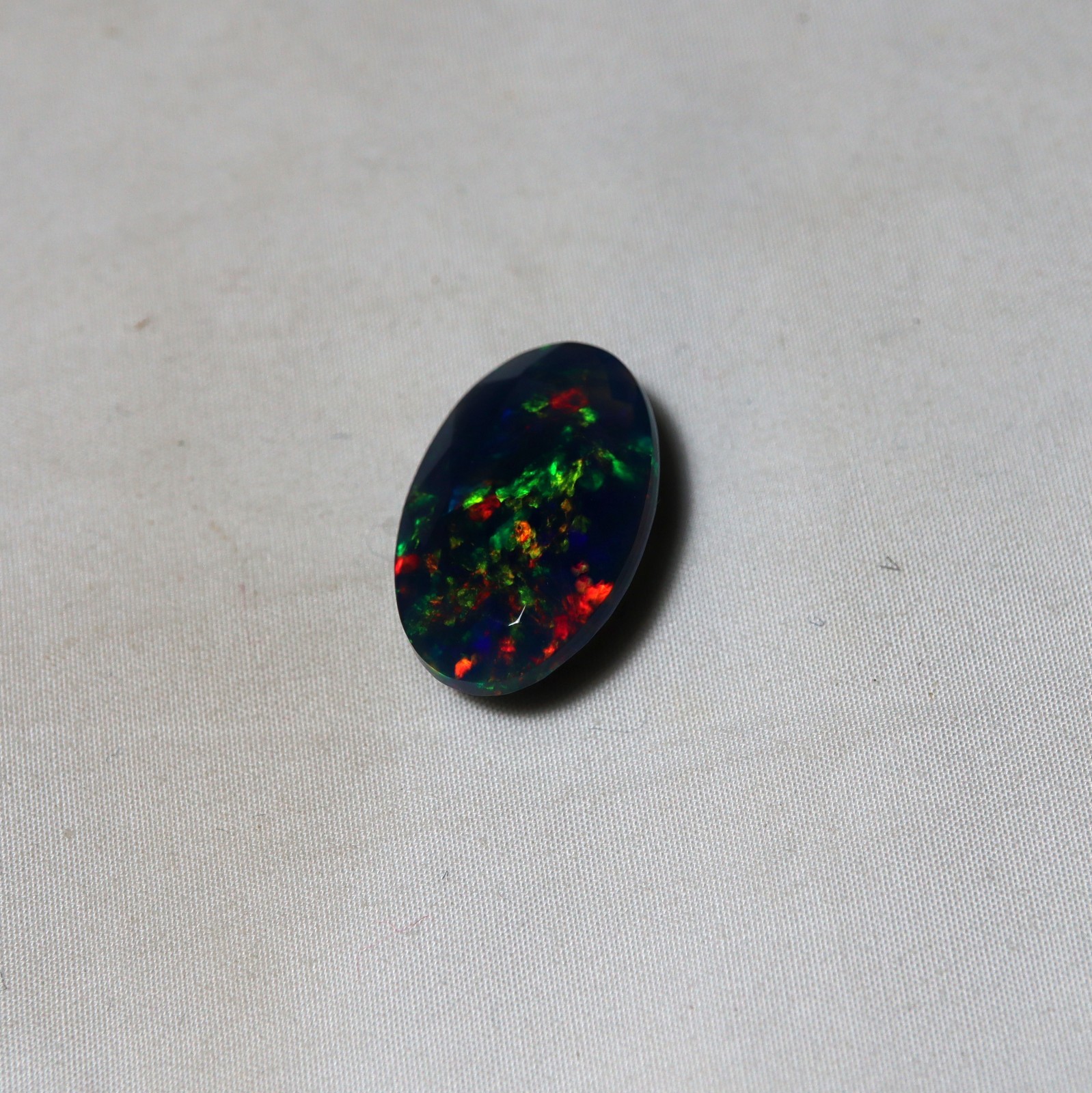 3.5Ct Real Ethiopian Smoked Black Opal AAAA Faceted Oval Rainbow Fire 16×10.8MM