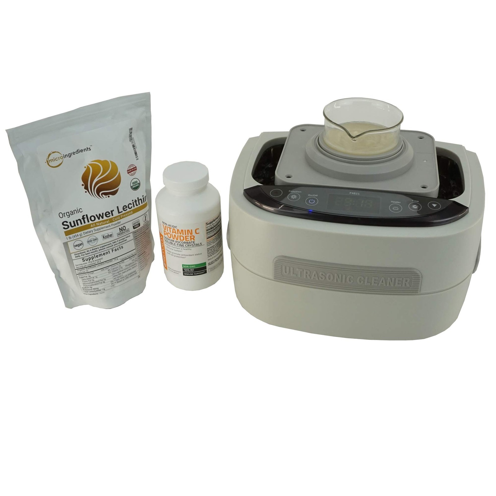 Ultrasonic Cleaner P4821, 2.6Qt/2.5 L, 60W ultrasonic Stack transducer, with …