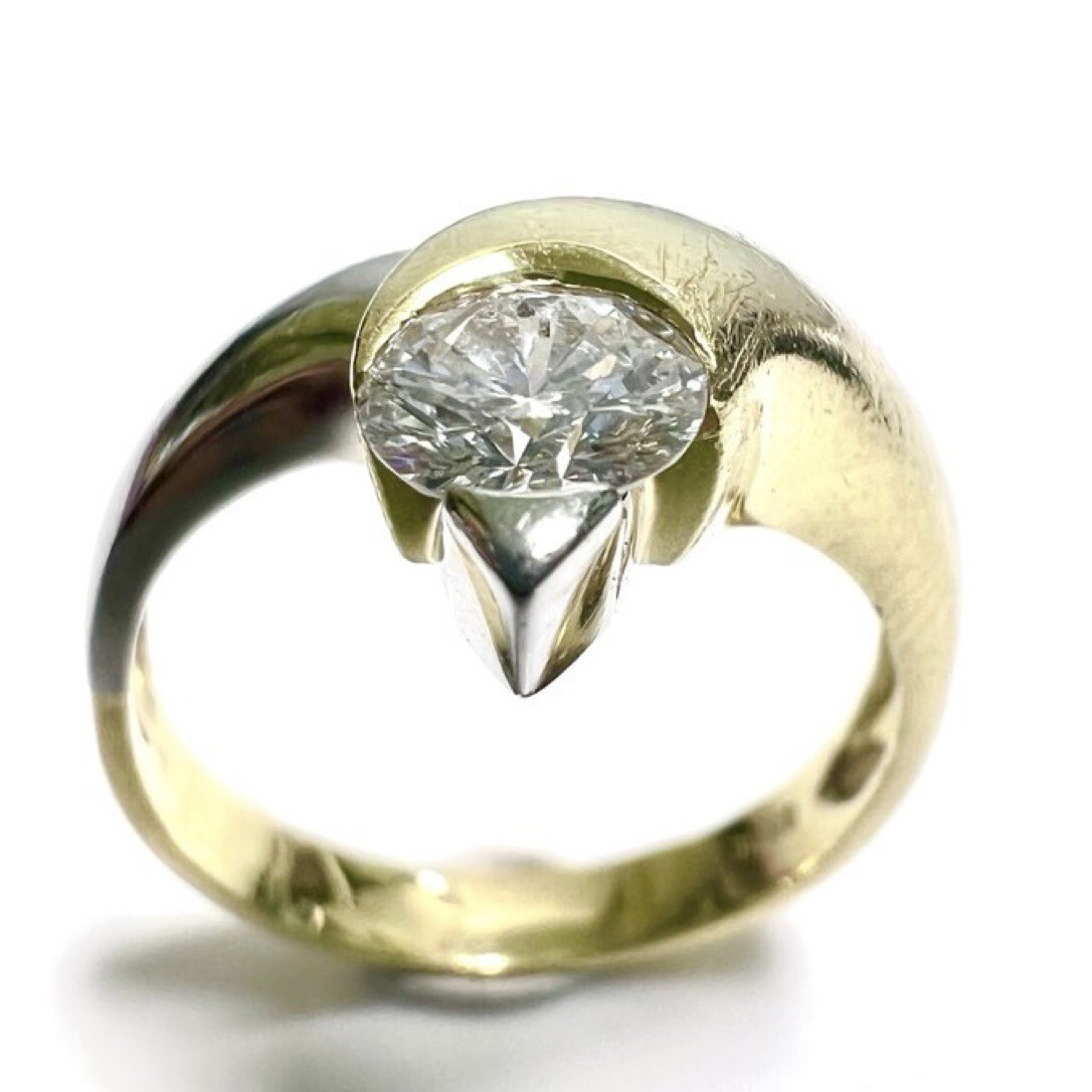 Ring 750 Gold 0.70 ct. Diamond Size 59/ 18.8mm 5.9 Grams G/P Excellent Condition