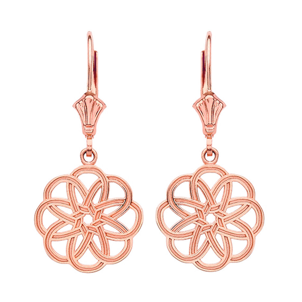 Gold Celtic Knot Round Flower Earrings(Available in Yellow/Rose/White Gold)