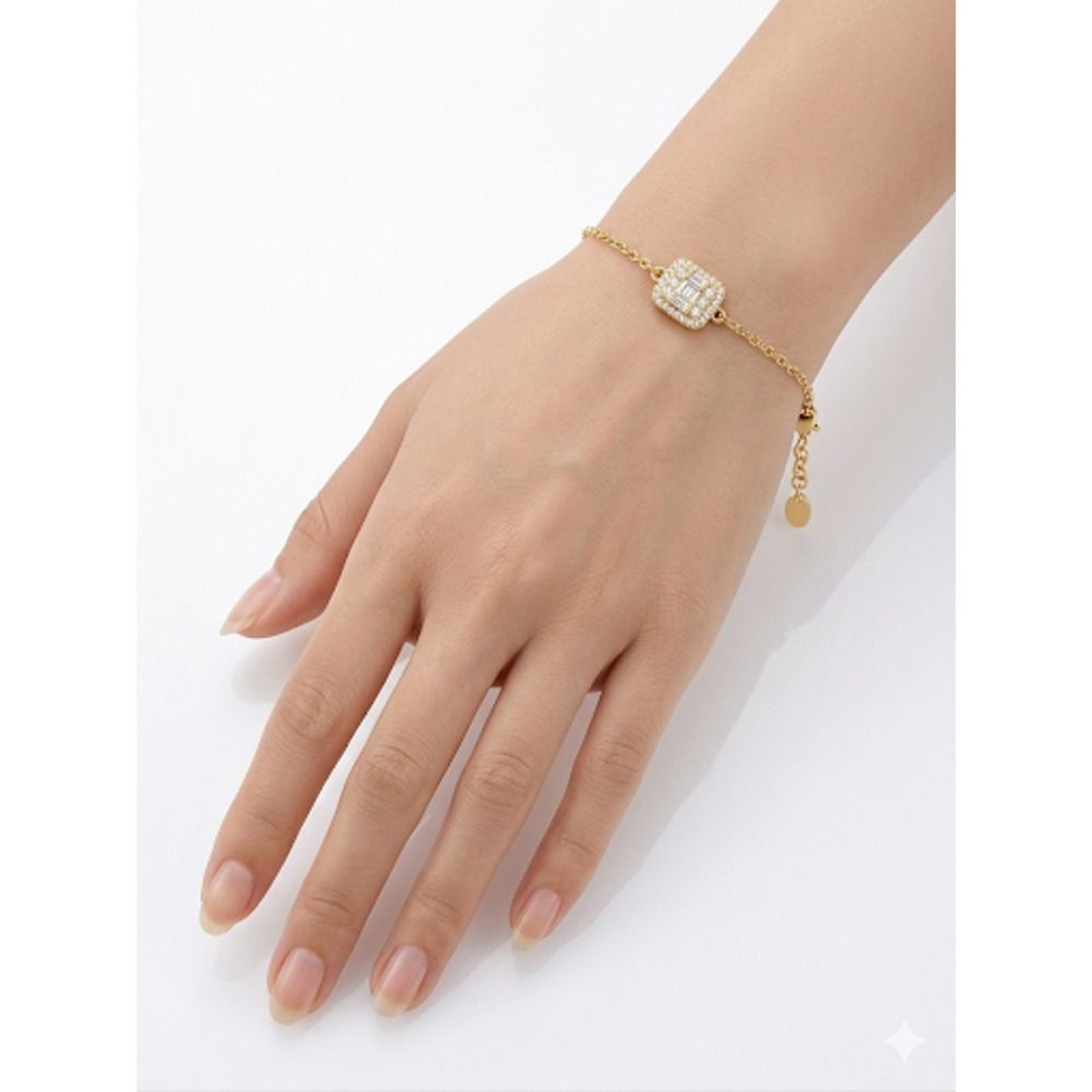 Empress Emerald Cut Gold Plated Bracelet Length 6.6″ 16.8 cm