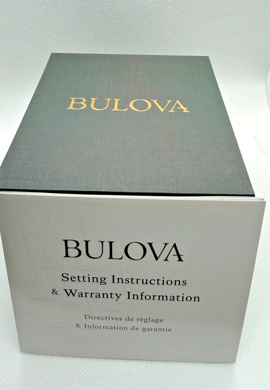Bulova Automatic Skeleton Rose Gold Brown Leather Strap Open Heart Full Set