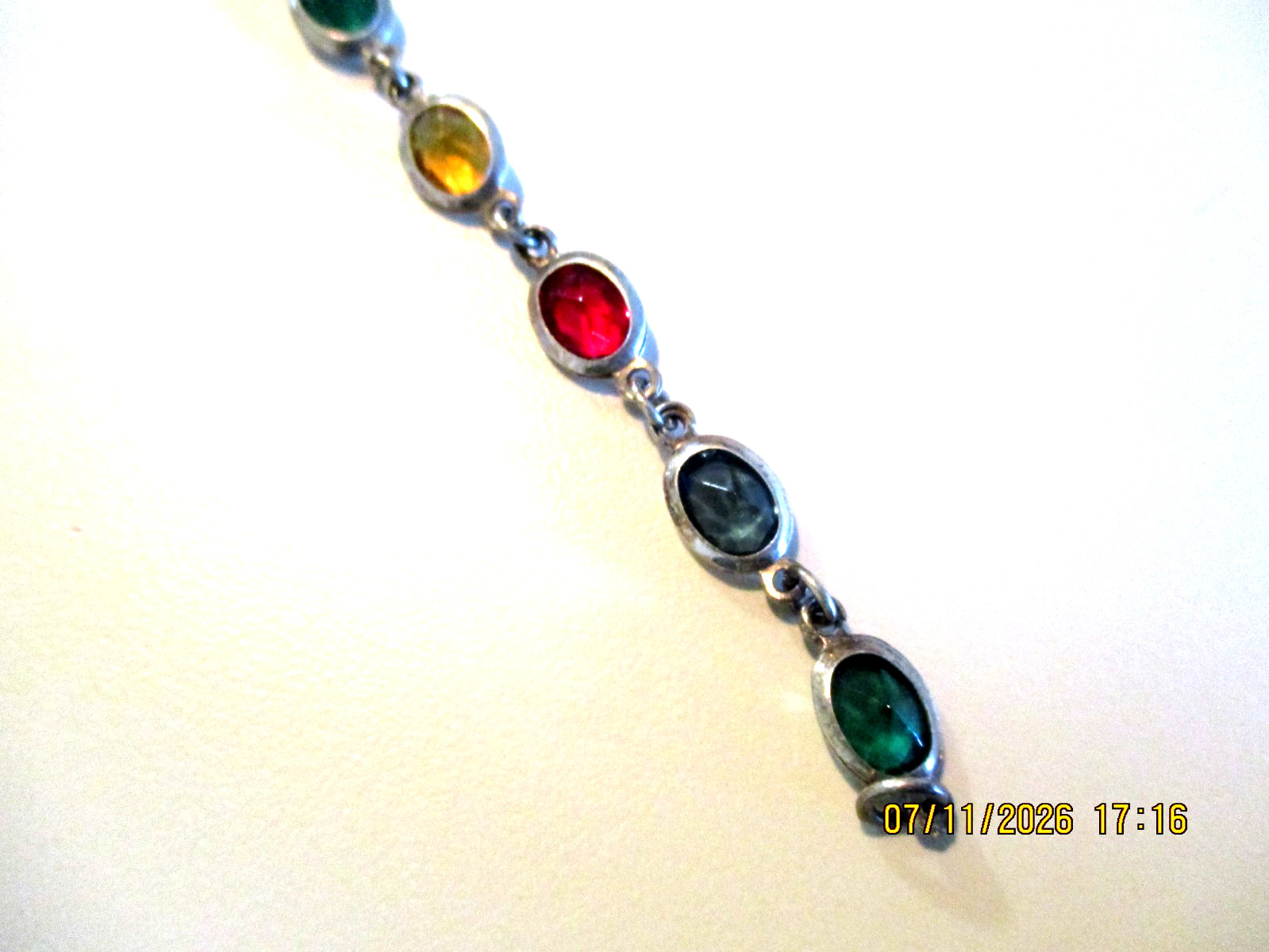 Vintage Milor Tennis Bracelet 925 Sterling Silver Italy Multi Colored Stones
