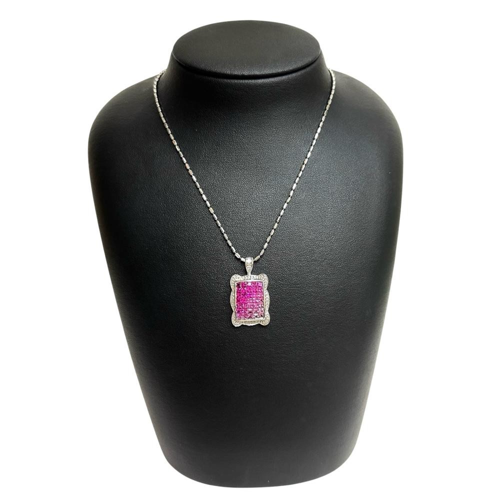 Pink sapphire 1.90ct total Ruby 1.40ct in total diamond 0.25ct in total Neck…