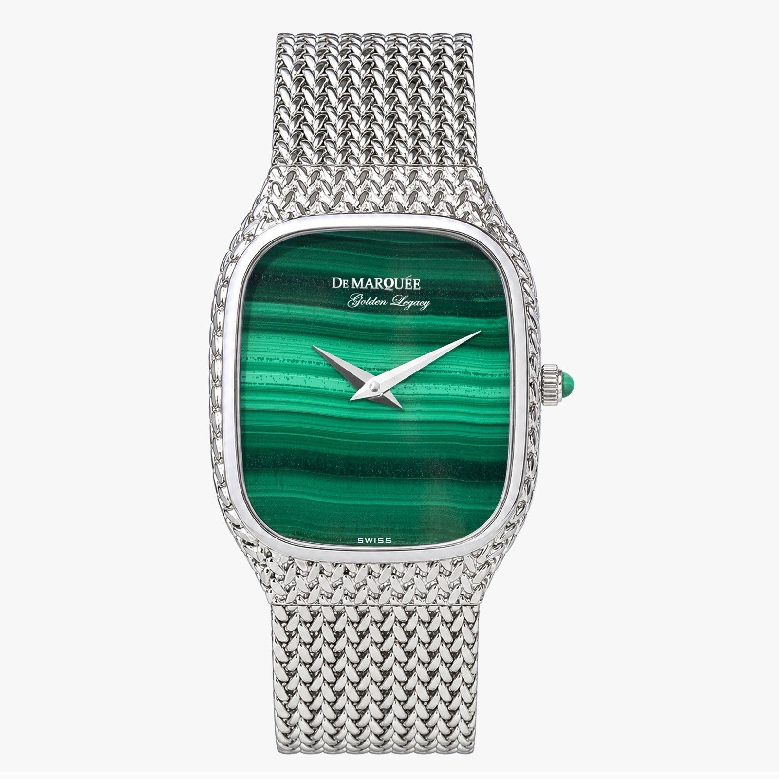 De Marquée Emerald Green Malachite Dial Sterling Silver Swiss Quartz Limited 75