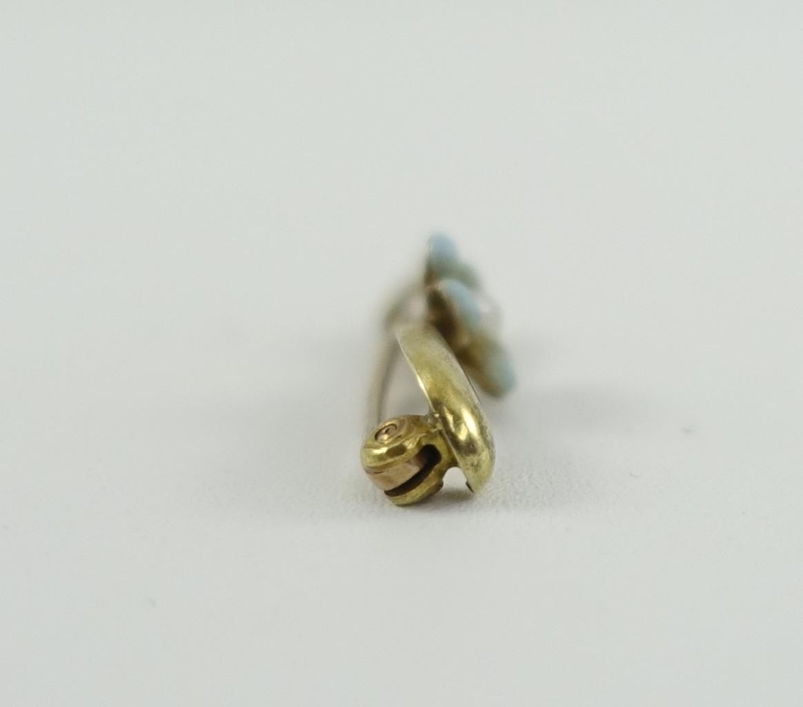 10K yellow gold ladies vtg antique 1″ bar pin w/ pearl 1.1g