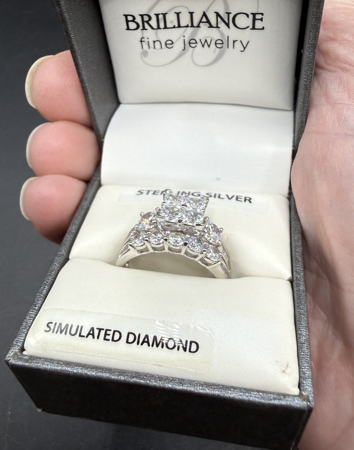 Brilliance Fine Jewelry Sterling Wedding Ring Size 7 – Simulated Diamond