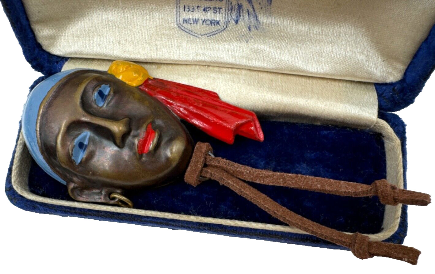SUPER RARE PIRATE FIGURAL ANTIQUE OLD VINTAGE COLORFUL ENAMEL BROOCH PERFECT CND