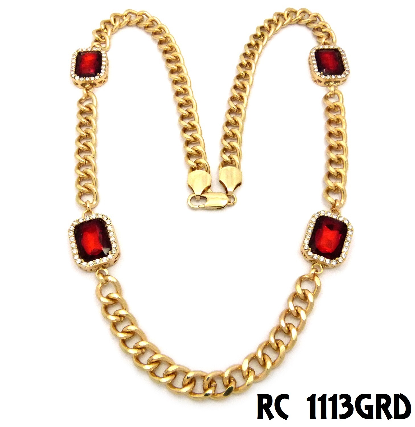 Hip Hop Red, Black Pieces 10mm 27″,30″ Link Chain Necklace