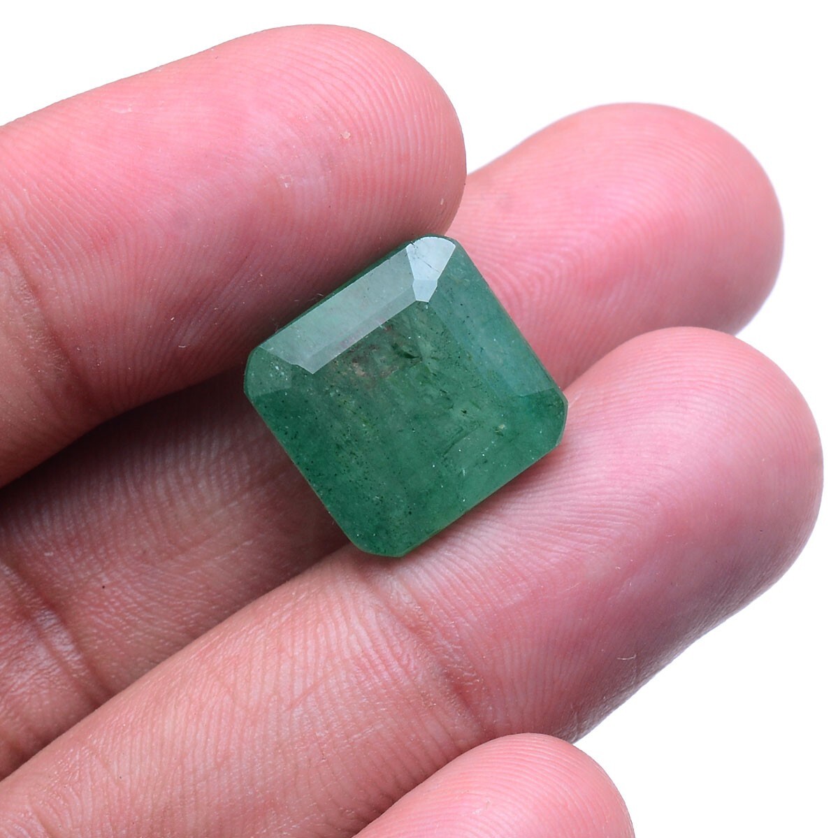 13.50 Cts Natural Brazilian Emerald 14mm Cushion Cut Stunning Ring Size Gemstone