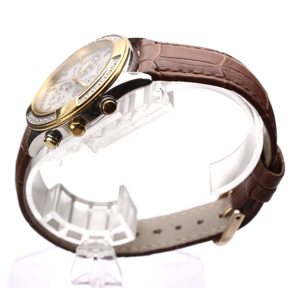 CITIZEN Eco-Drive H504-S079136 MOP Dial Chronograph Women’s Watch Stone Bezel