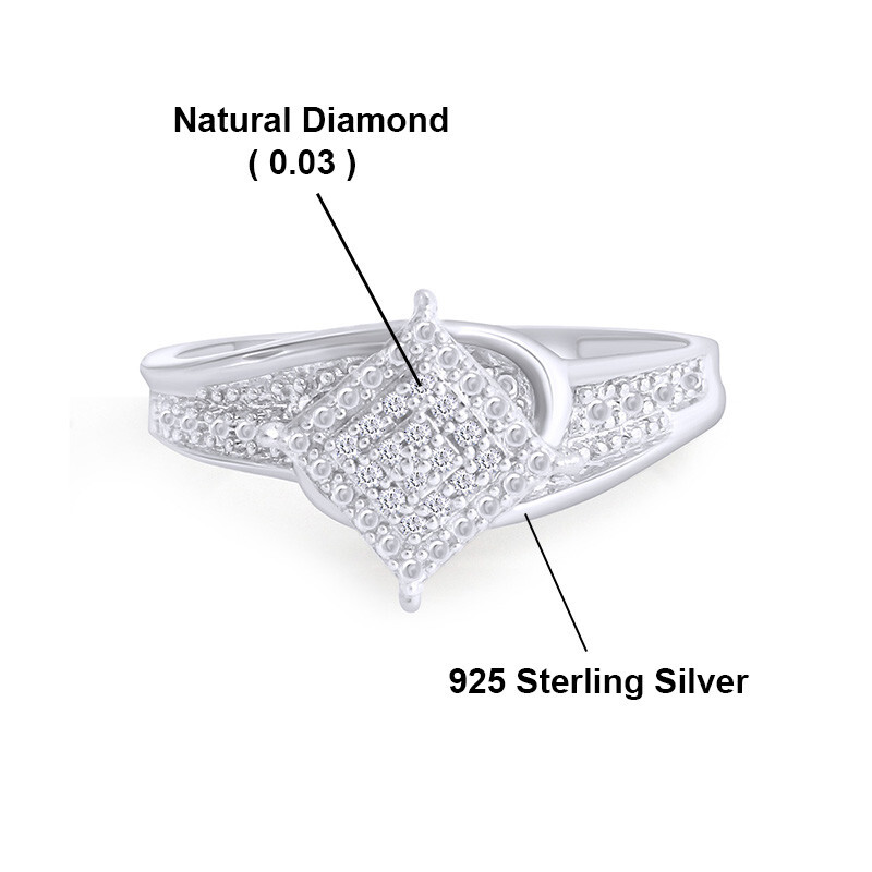 Natural Diamond Accents Wedding Engagement Ring 14K White Gold Plated Silver