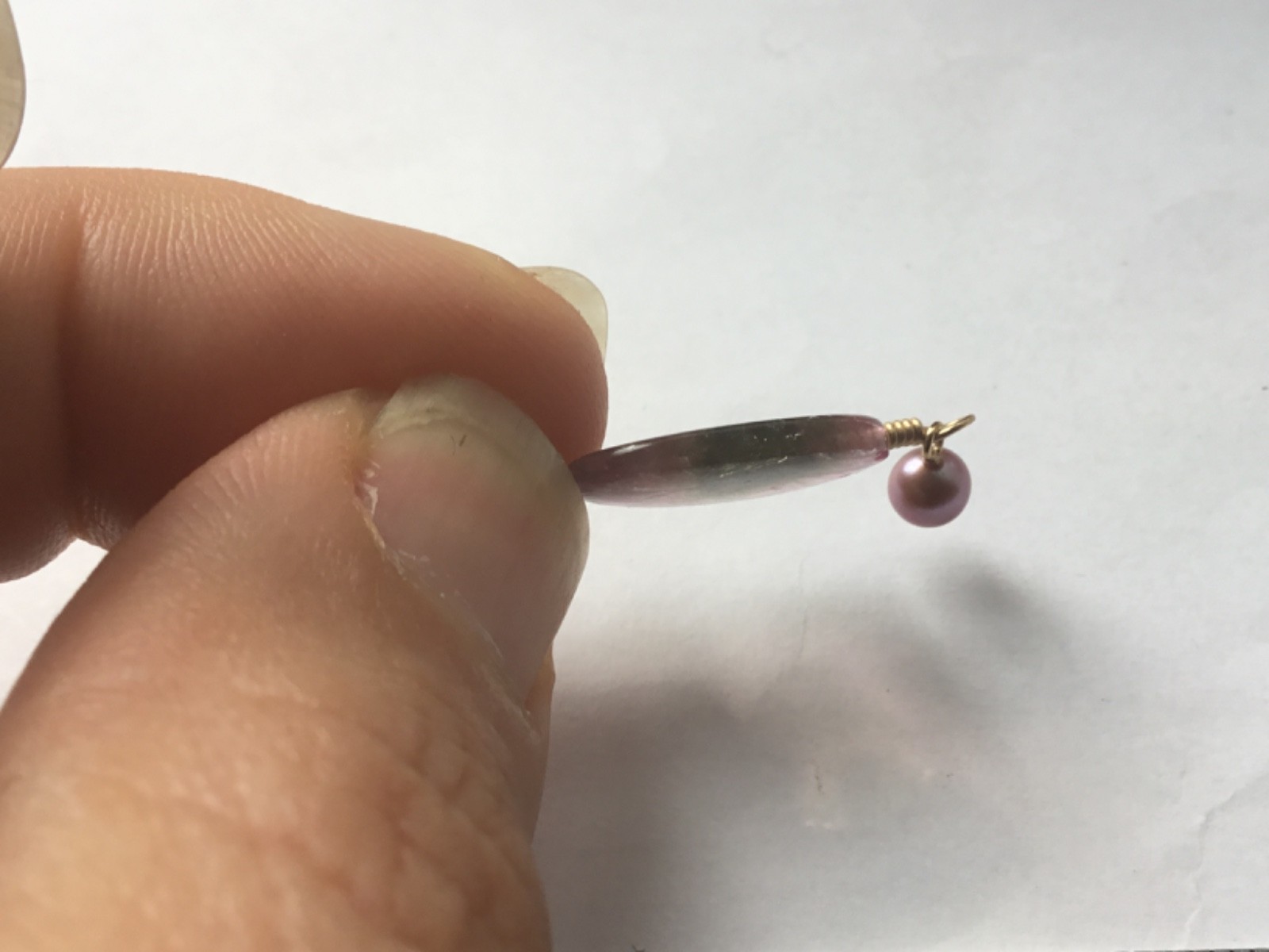 Solid 9ct gold tourmaline slice pendant 9k 375