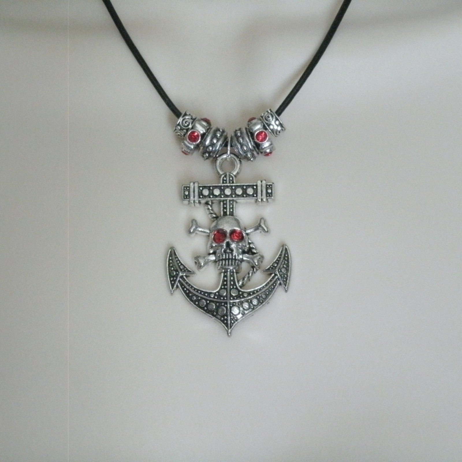 Skull Anchor Gothic Halloween Goth Pirate Nautical Ocean Steampunk Necklace