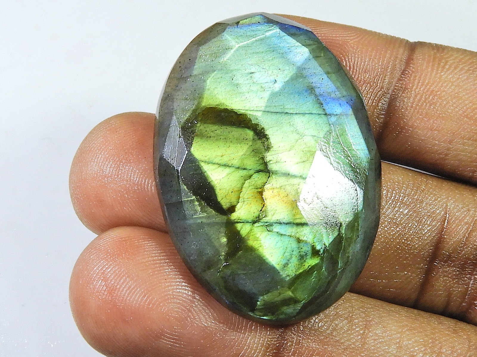28X39MM Checker Cut Labradorite Oval Cabochon Loose Natural Gemstone 72Cts.