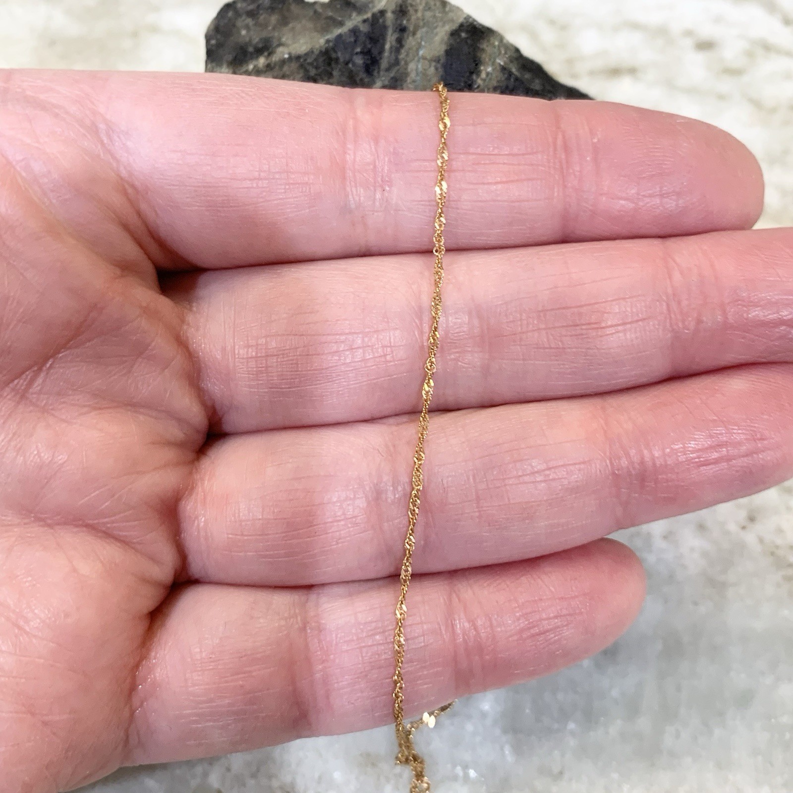 VTG 14k ROSE Gold Necklace Twist Rope Chain choker 1mm .93gr Marked RCI 16” New