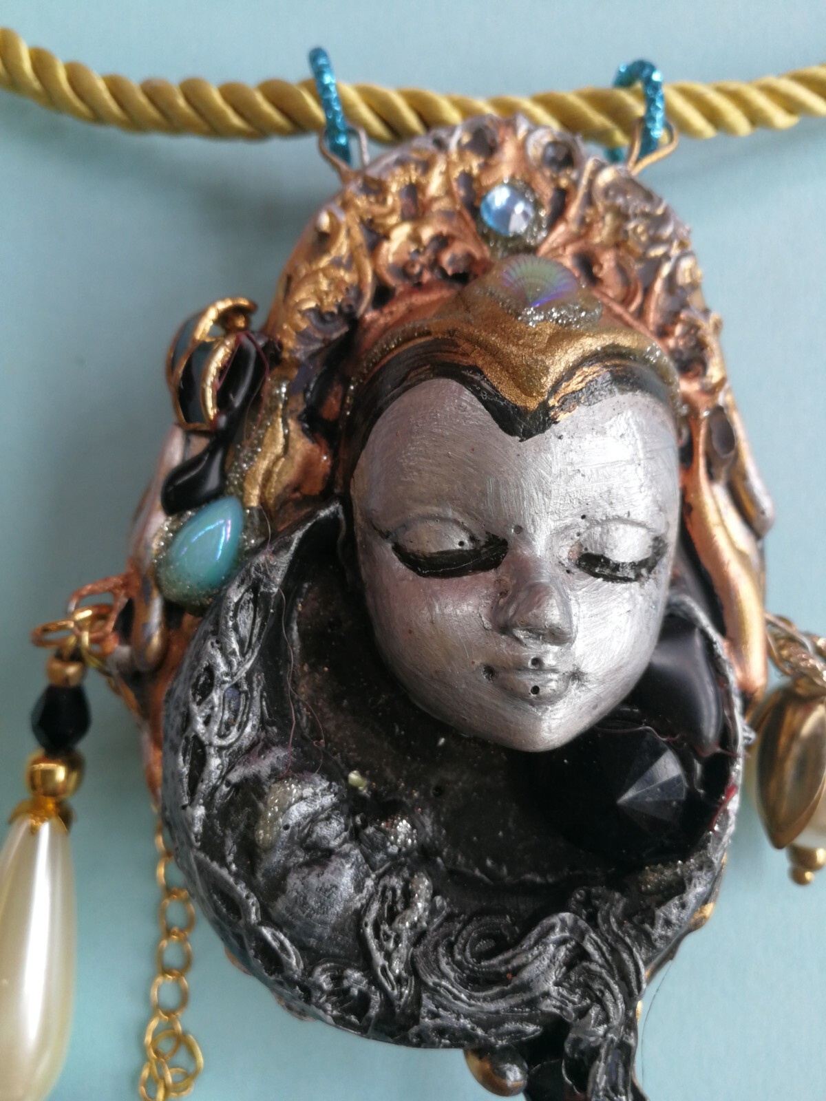 luxury jewelry gothic art deco nouveau necklace pendant woman moon shell beads 1