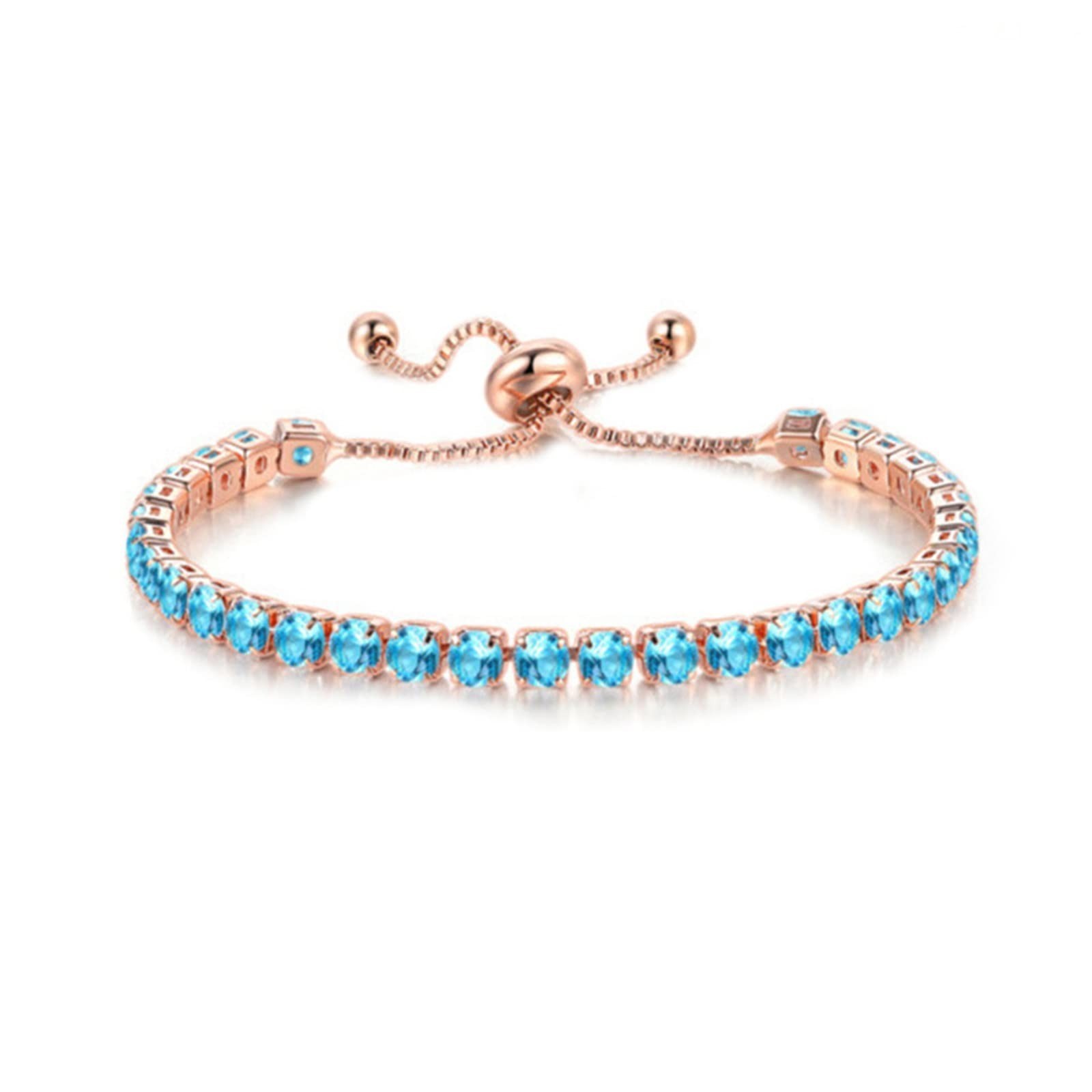14K Gold Silver Plated Adjustable Rhinestone Beads Bracelet for Women