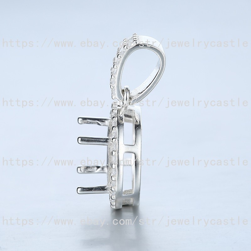 Pre Notched Sterling Silver Pendant 4mm to 13mm Round Semi-Mount 4 Prong Setting