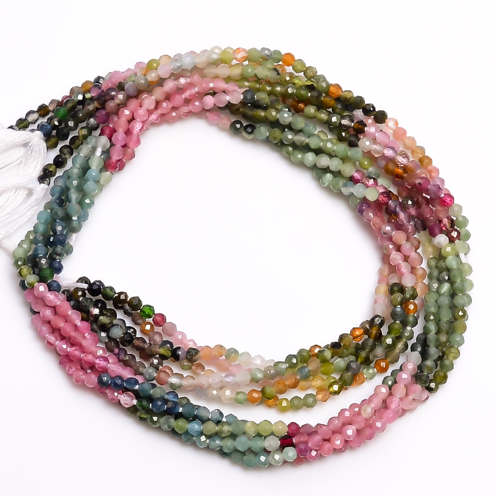 Multi Tourmaline Shaded Gemstone Round Micro Faceted Beads 2.5-3 mm Strand 12.5″