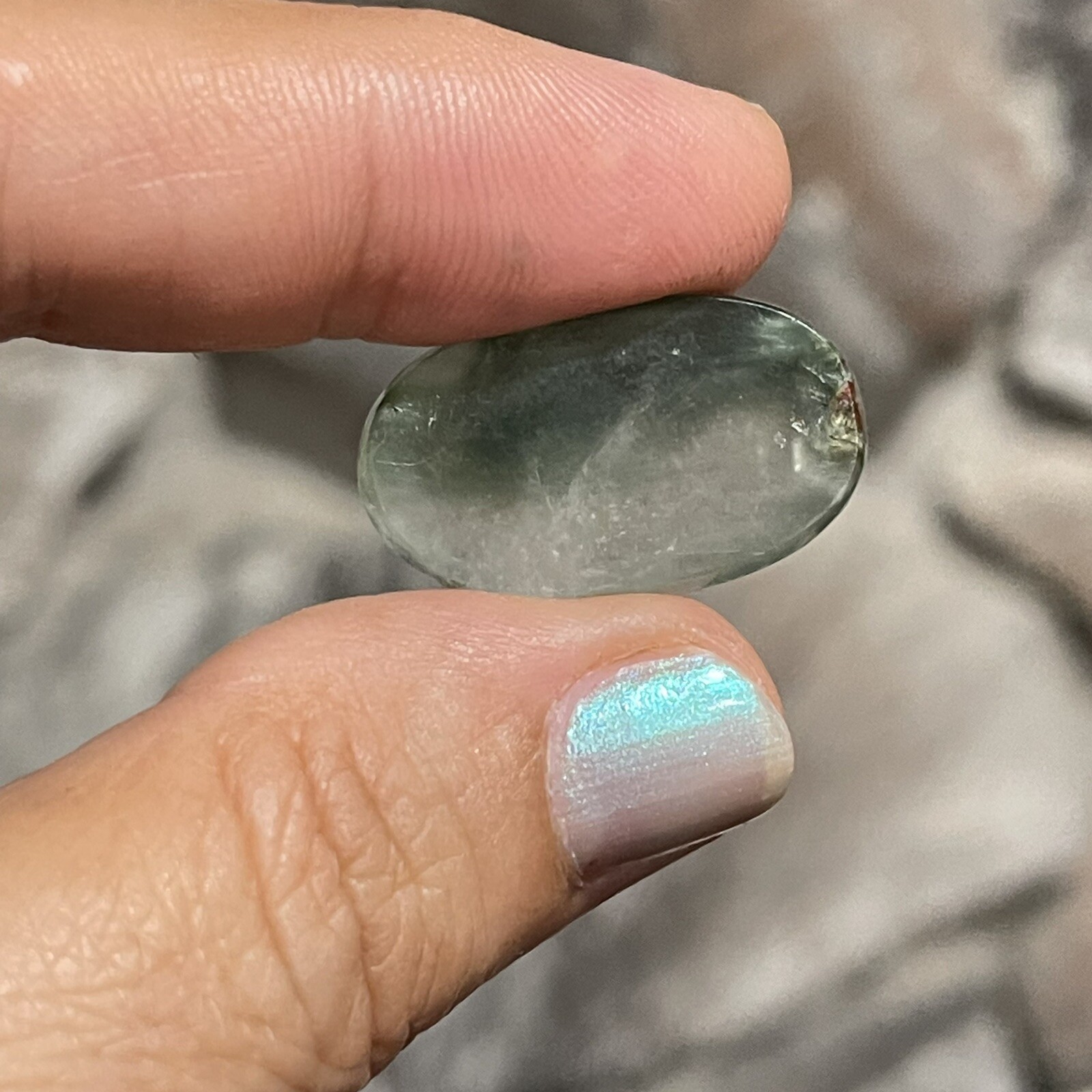 25.6×15.4x6mm Green Angel Hair Quartz Oval Cabochon Loose Gem Stone
