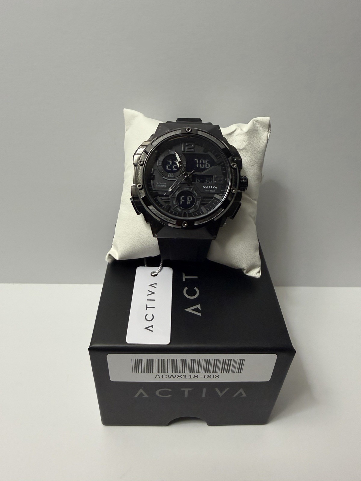 Activa ACW8118-003 Active Collection Black Ana-Digi Sport Watch blue backlight