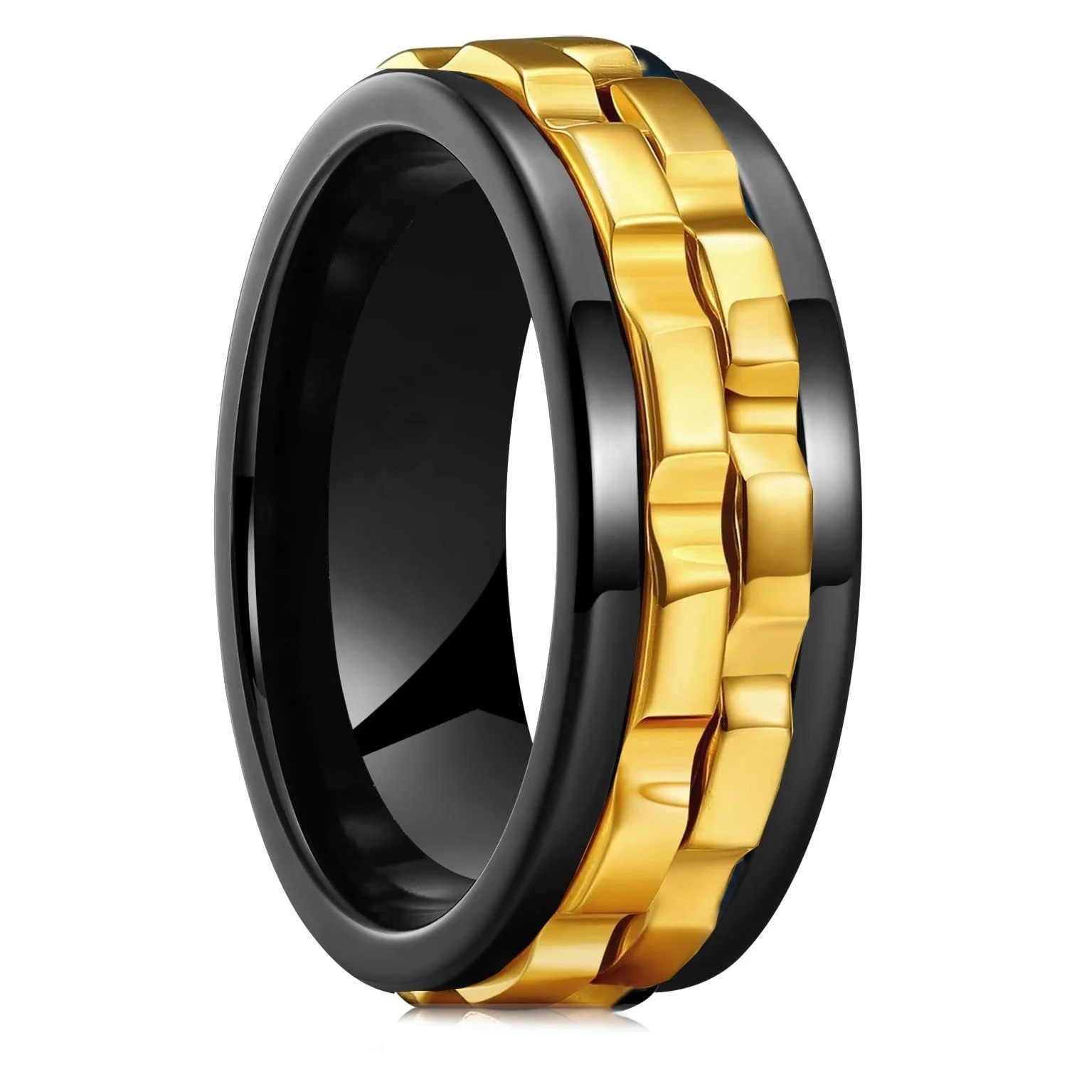 Anti Stress Stainless Steel Ring For Men Gear Chain Rotating Anxiety Relief