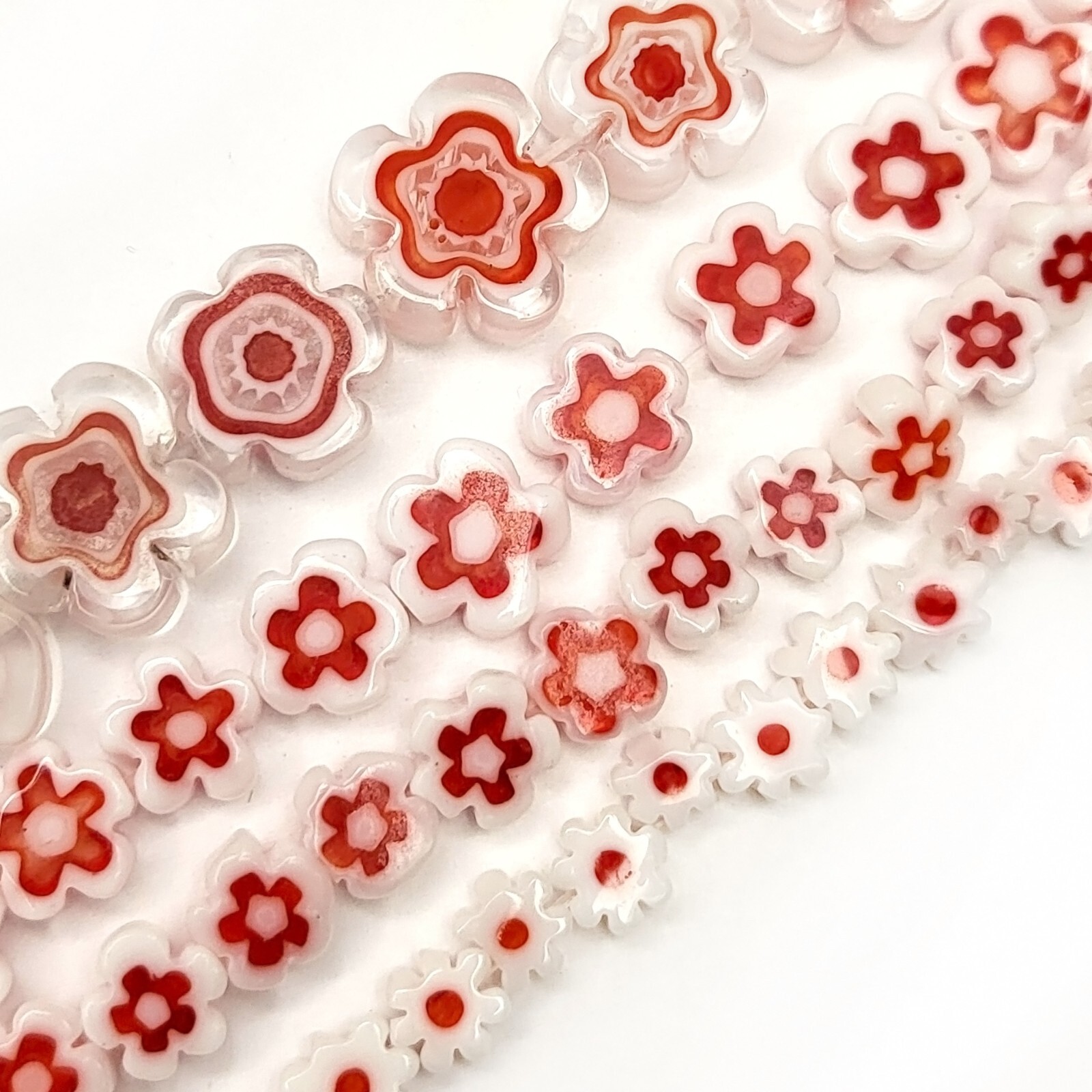 White Flower Millefiori Glass Lampwork Spacer Bead Crystal 15″ 4mm 6mm 8mm 10mm