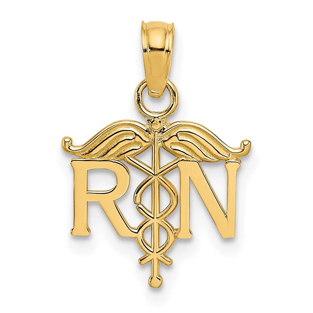 10k Yellow Gold Registered Nurse Pendant 0.56gm L-20mm, W-14mm