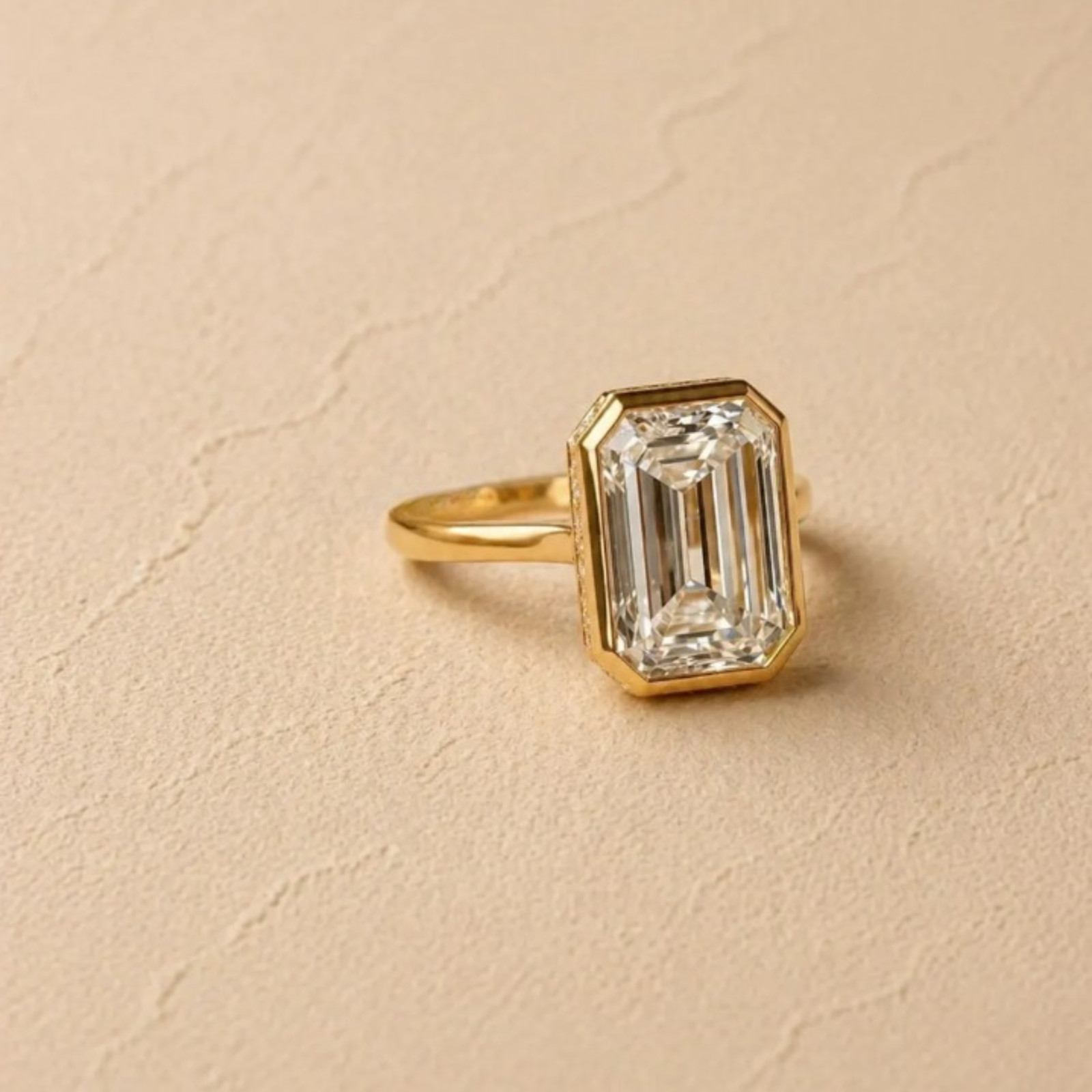 3 Carat Emerald Cut Lab Grown Diamond Engagement Ring | 14k Yellow Gold VVS VS