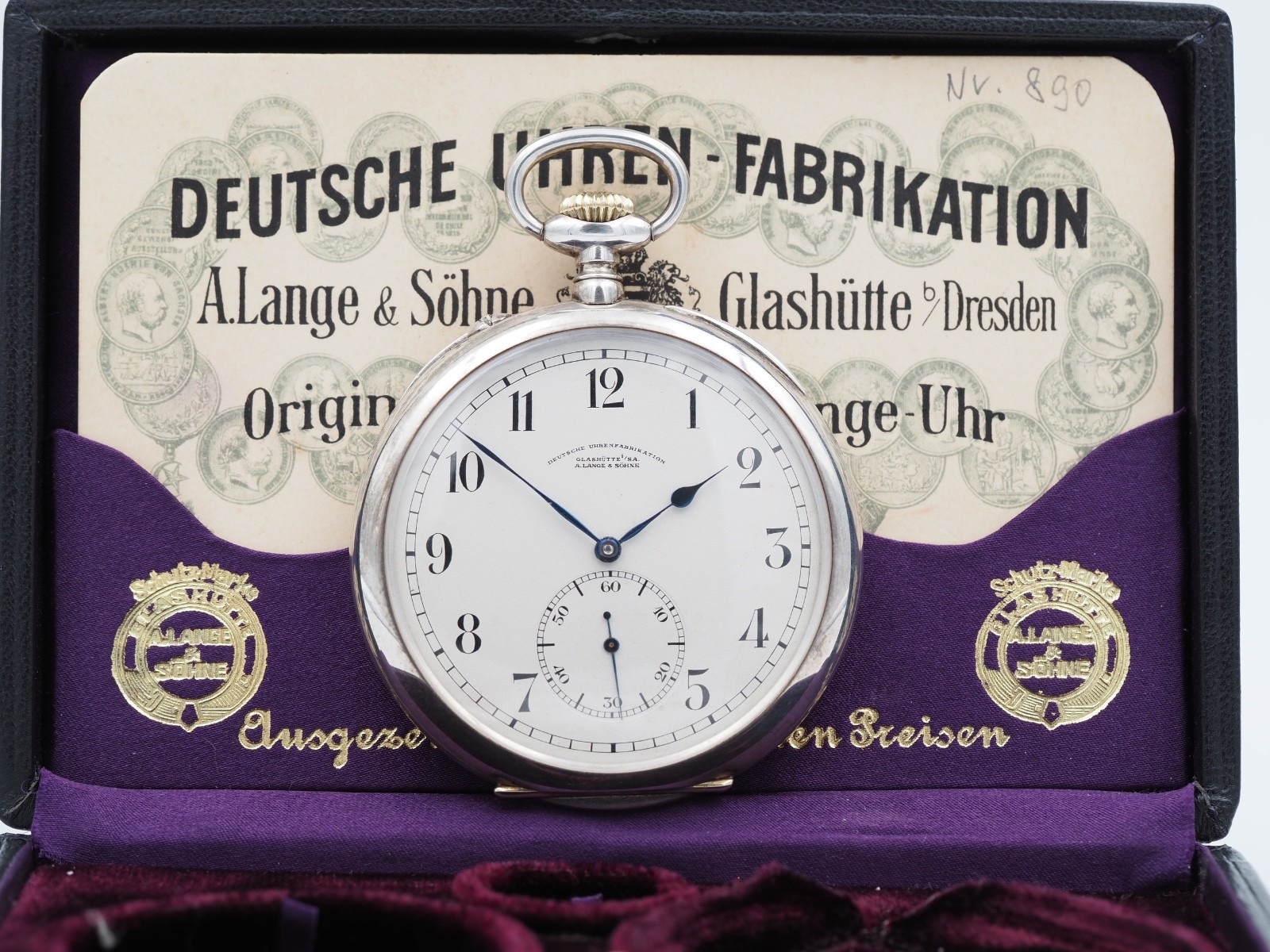 A. Lange & Söhne Pocket Watch Glashütte Silver 93701 With Box & Certificate