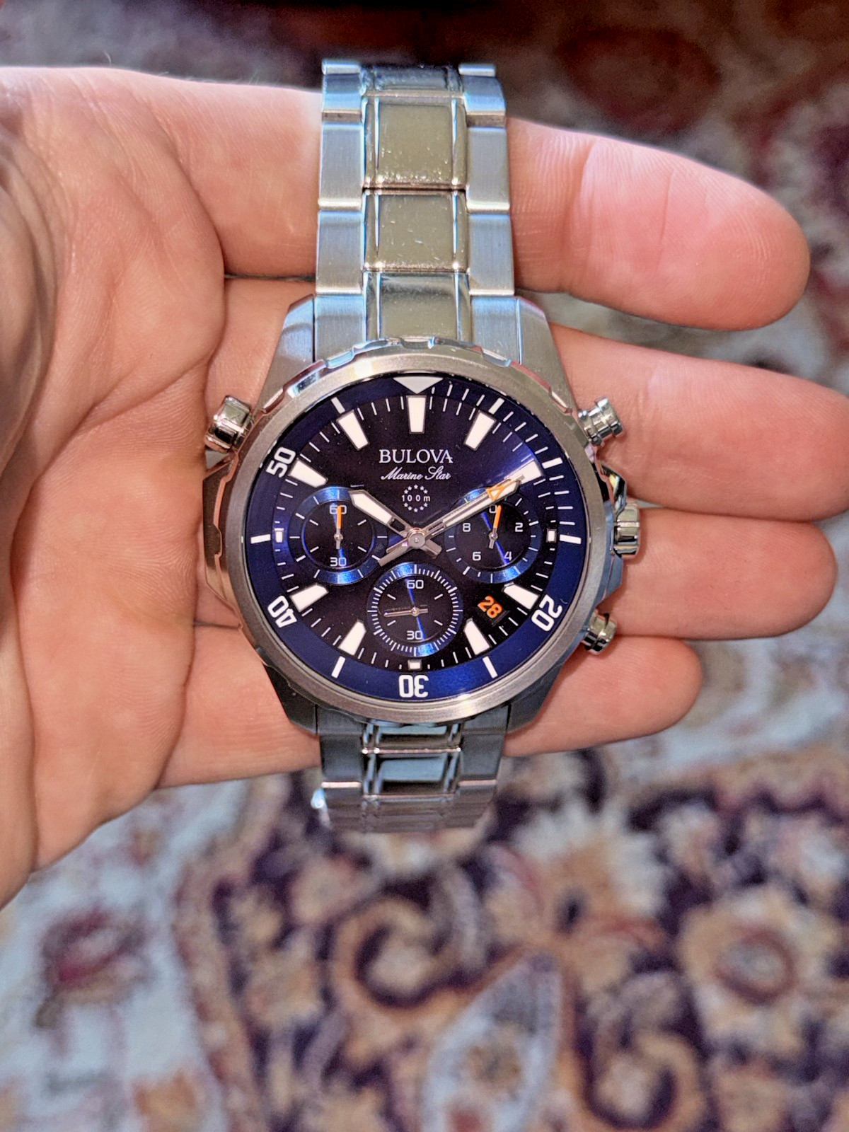 Bulova Marine Star Wristwatch for Men 43mm Case Stainless Steel, Stainless Steel