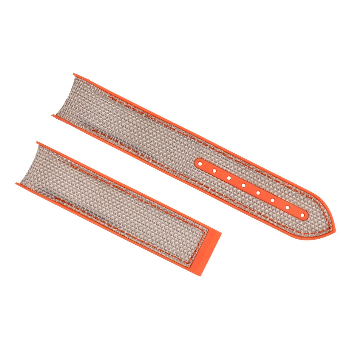 20mm Beige Nylon Rubber Replacement Strap Orange Stitching For Omega Seamaster