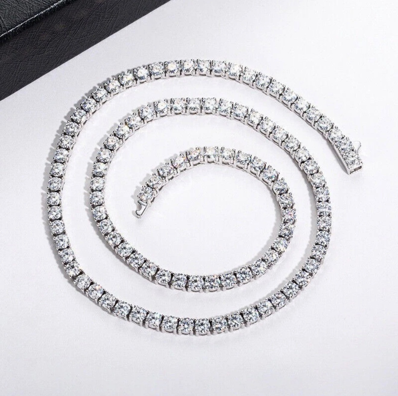 D VVS1 Moissanite Tennis Necklace 100% 925 Sterling Silver 2-6mm Classics with G