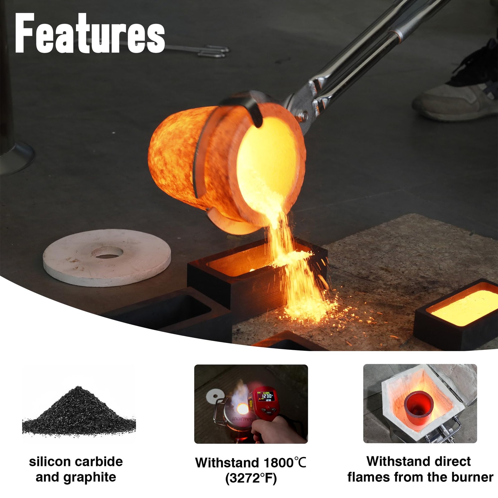 4.5kg #4 Silicon Carbide Graphite Crucibles,Crucibles for Melting Metal,Withs…