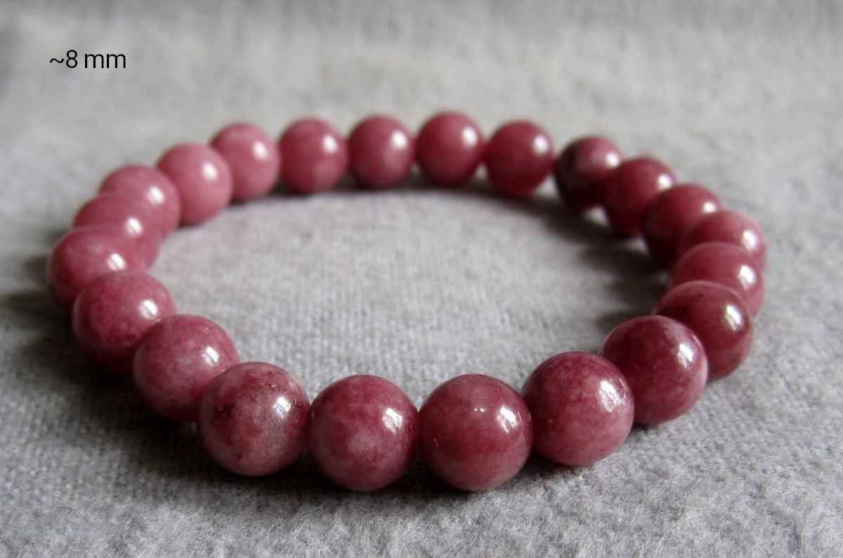 Strawberry Quartz Bracelet • Approx Ø 6 and 8mm / Approx 15-21cm • Elastic