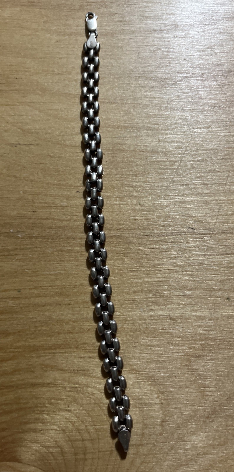Vintage Italian 925 Sterling Silver Flat Panther Link Bracelet-7” OTC