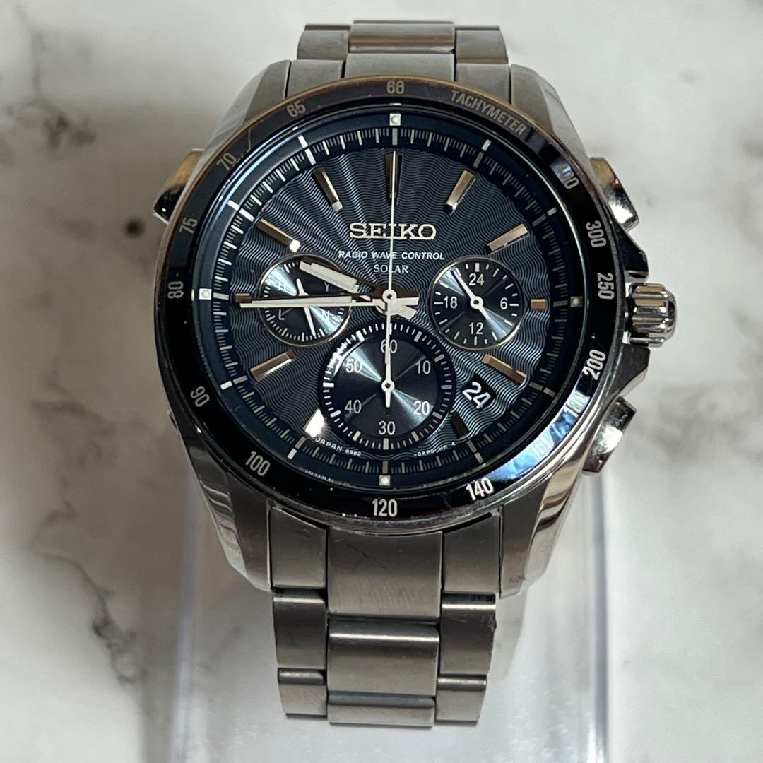 Seiko Brights Men’s Watch 8B82-0AN0 Solar Navy From Japan