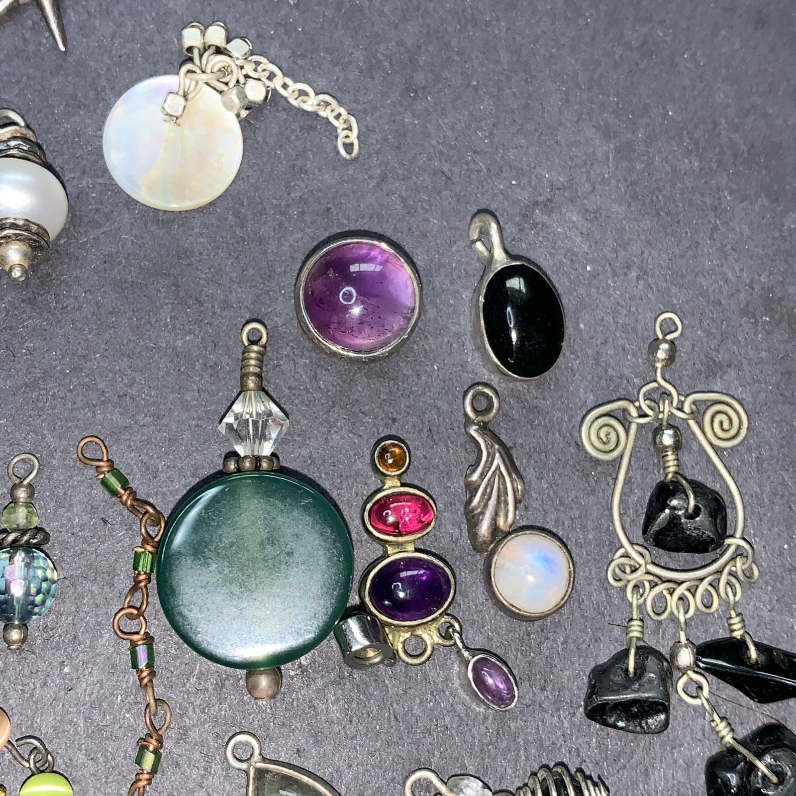 STERLING SILVER 925 Lot Necklace Pendant SS40 Charms Boho Crystal Navajo 42