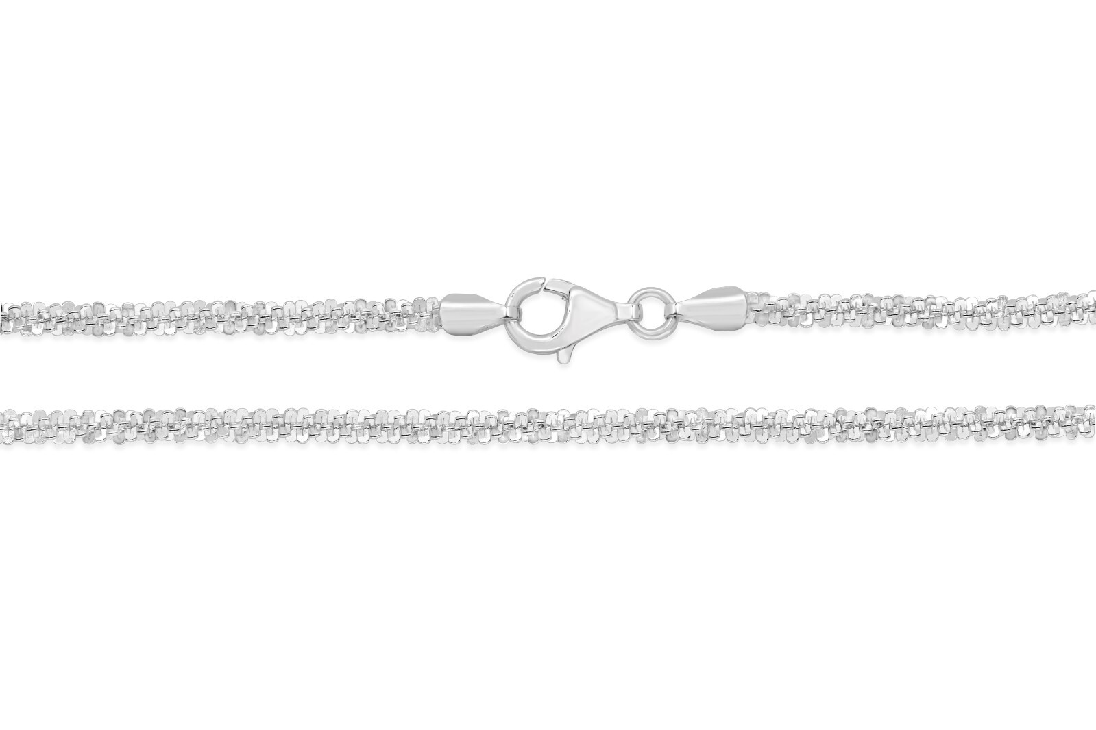 925 Sterling Silver 2.50mm Twisted Rock Sparkle Glitter Chain Necklace