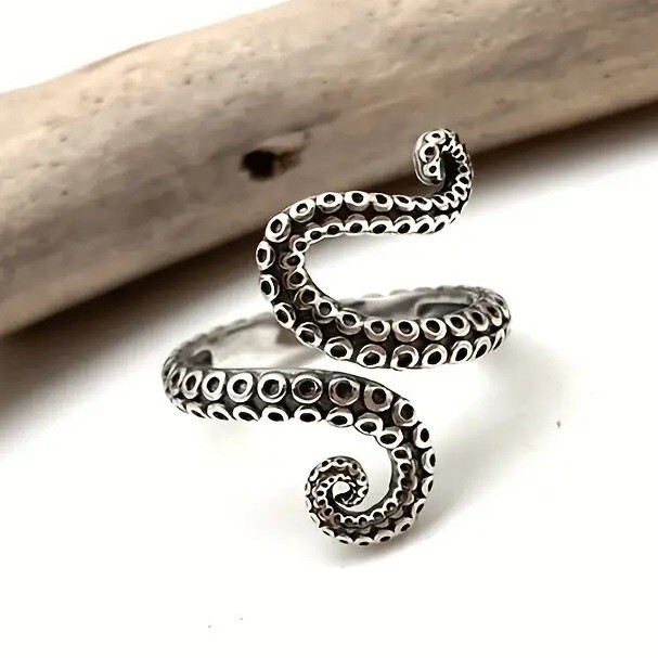 Elegant 925 Sterling Silver Fashion Charms Unique Octopus Ring One Size Fit All