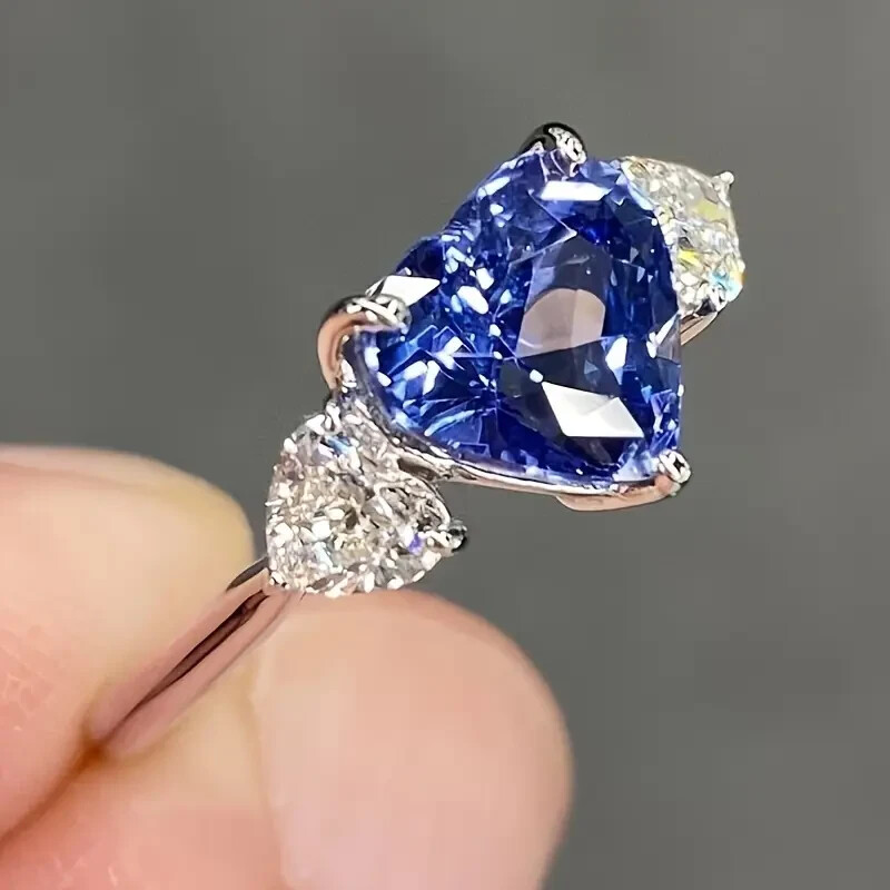 Elegant 925 Sterling Silver Blue White Topaz Wedding Engagement Ring Size 6