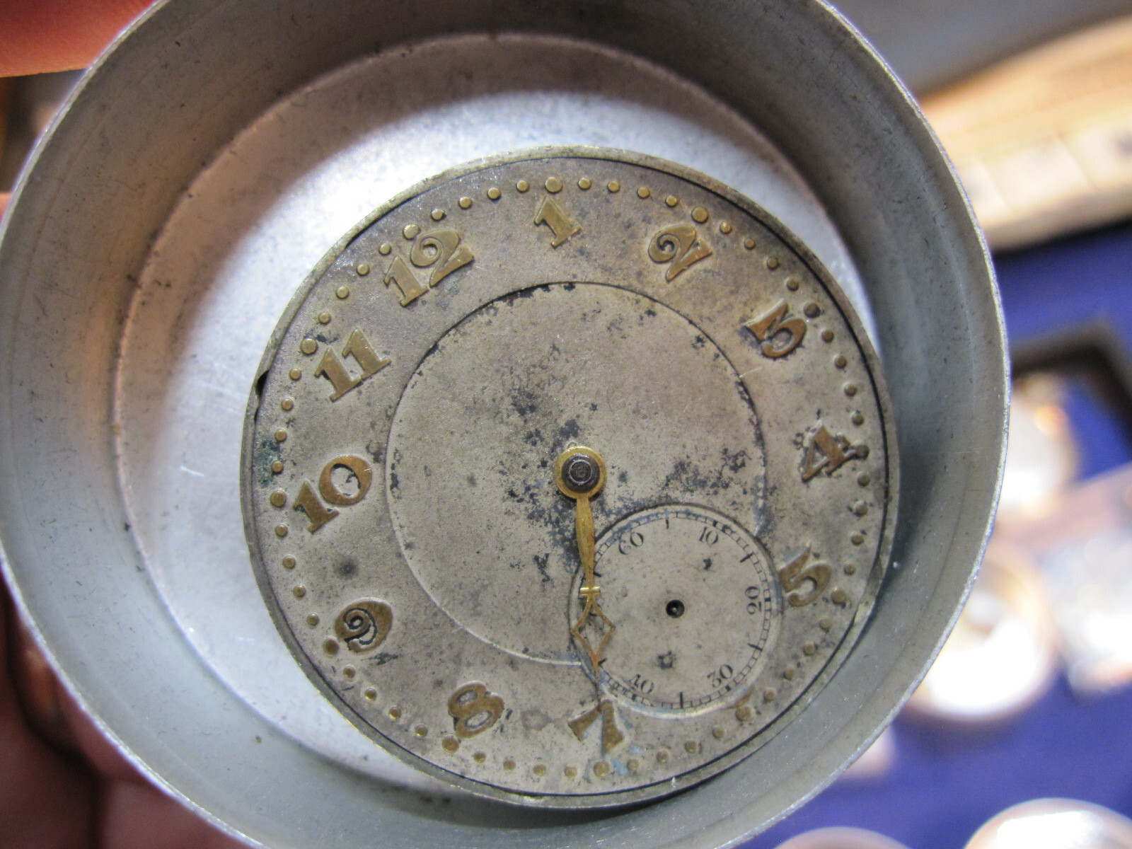 39.7mm Helbros Geneva OF pocket watch movement ticks