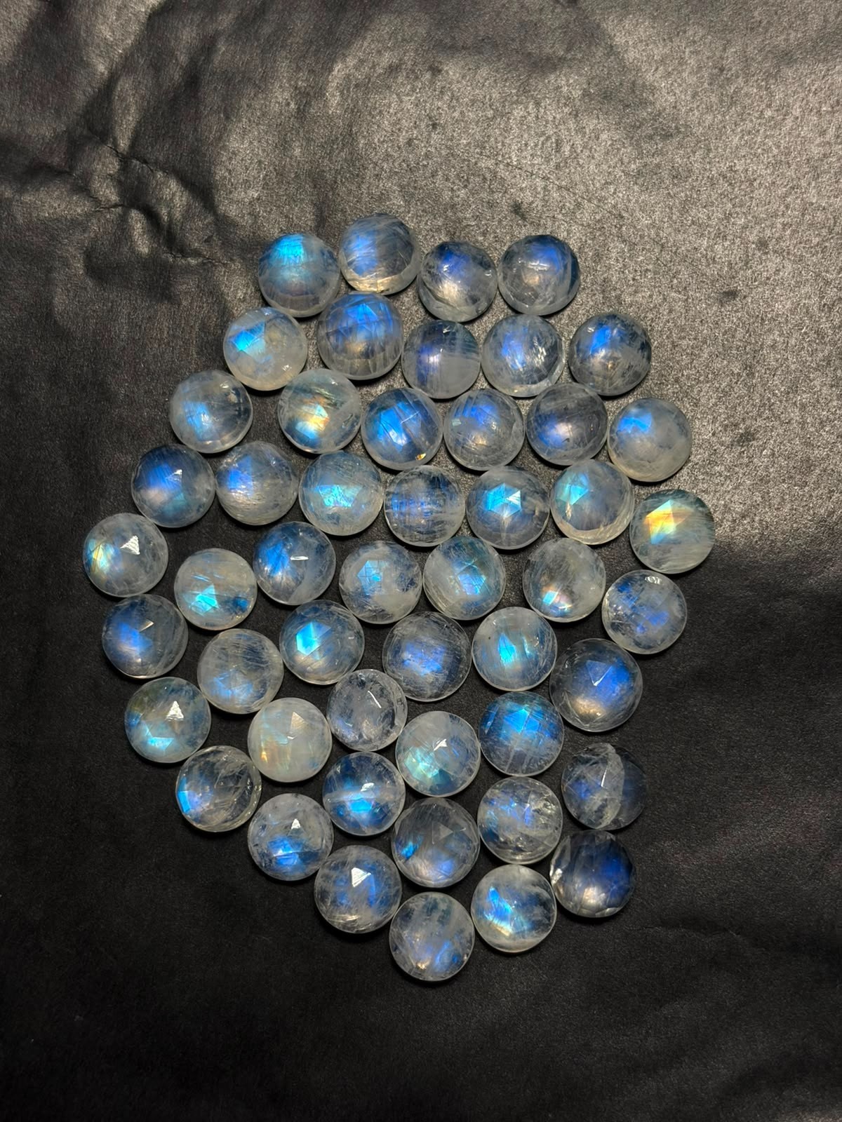 Rainbow Moonstone A One Quality 7 mm Natural Moonstone Rose Cut Loose Gemstone
